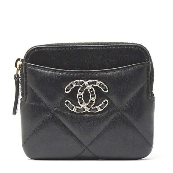 CHANEL Authentic Black Lambskin Leather Wallet